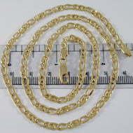 18K YELLOW GOLD CHAIN 4 MM FLAT CLASSIC EYE OVAL LINK 19.70 INCH MADE IN ITALY.
