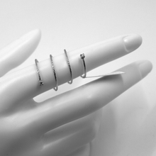 Load image into Gallery viewer, 18K WHITE GOLD HALF PHALANX RING ELASTIC WORKED WIRE SPIRAL SNAKE WITH DIAMONDS.
