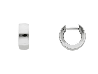 18K WHITE GOLD HOOPS SMALL EARRINGS DIAMETER 12mm SQUARE TUBE THICKNESS 4.5mm.