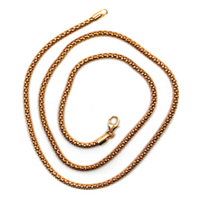 Load image into Gallery viewer, 18k rose gold basket rounded 2.8mm tube basket popcorn chain necklace, 16&quot;.
