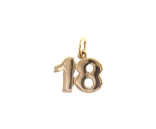 18k rose gold number 18 eighteen small pendant charm, 0.4