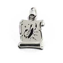 Load image into Gallery viewer, 18k white gold parchment medal pendant 18mm zodiacal sign scorpio smooth &amp; satin.
