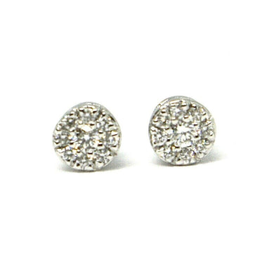 18k white gold earrings, central and frame diamonds, flower, 0.16 carats.