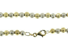 Load image into Gallery viewer, 18K YELLOW WHITE GOLD BALLS CHAIN WORKED SPHERES 4mm DIAMOND CUT, 20&quot;, 50cm.
