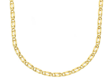 18K YELLOW GOLD CHAIN, 2.5mm, TIGER EYE ELONGATED ONDULATE FLAT LINKS 60cm 24