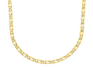 18K YELLOW GOLD CHAIN, 2.5mm, TIGER EYE ELONGATED ONDULATE FLAT LINKS 60cm 24