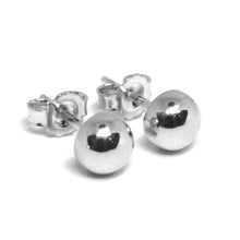 Load image into Gallery viewer, 18k white gold earrings, mini half sphere, diameter 6 mm, 0.24&quot;, made in Italy.
