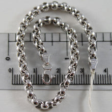 Load image into Gallery viewer, 18k white gold bracelet 7.5 in, dome round circle rolo link, 4 mm made in Italy.
