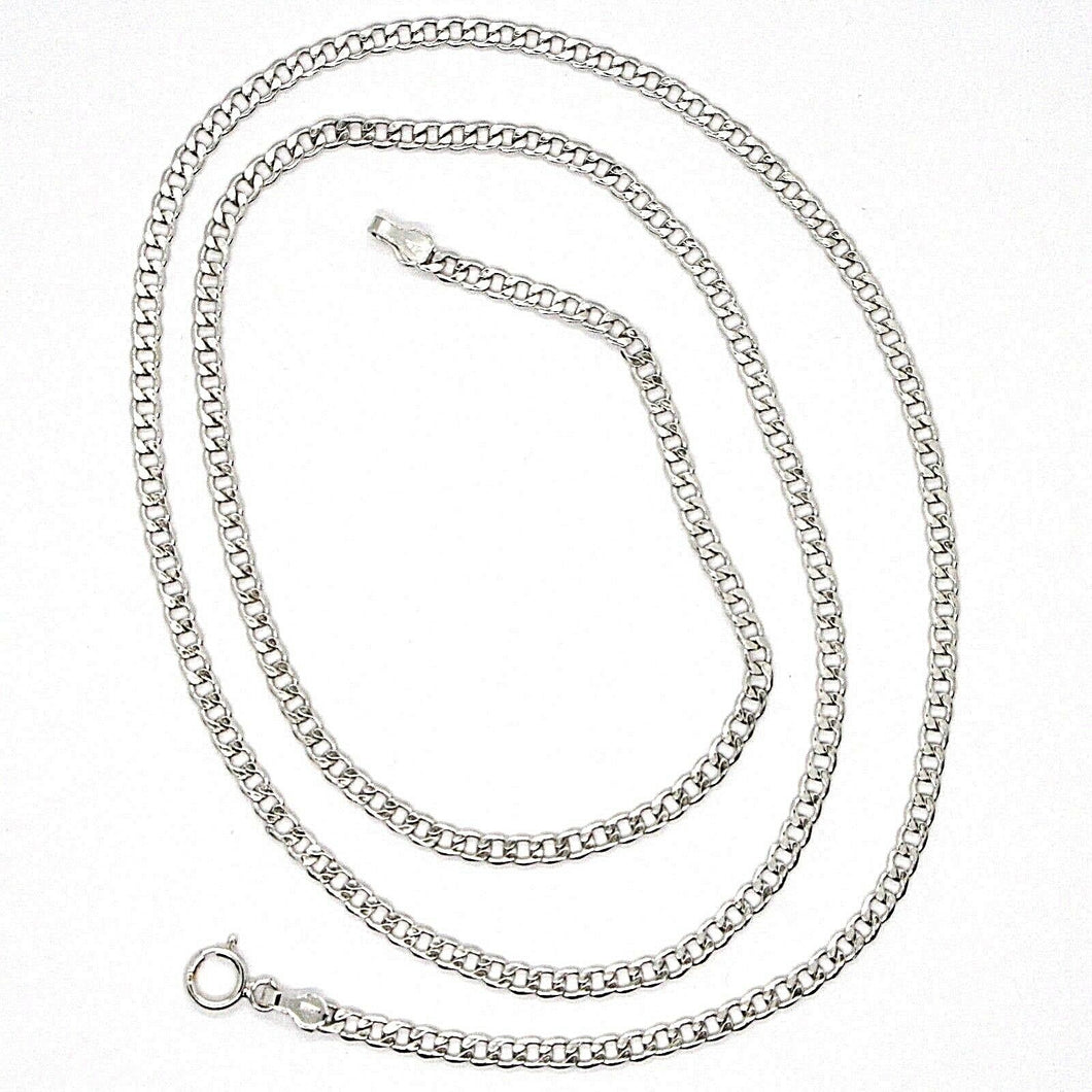 18k white gold gourmette cuban curb chain 2 mm, 17.7 inches, necklace