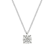 18k white gold Orsini necklace with diamond 0.17 and rolo chain made in Italy.