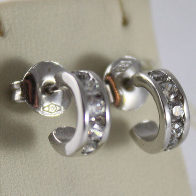 SOLID 18K WHITE GOLD CIRCLE EARRINGS WITH ZIRCONIA, DIAM 0.35