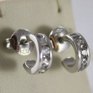 SOLID 18K WHITE GOLD CIRCLE EARRINGS WITH ZIRCONIA, DIAM 0.35