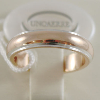 18K YELLOW WHITE GOLD WEDDING BAND UNOAERRE RING 7 GRAMS MARRIAGE MADE IN ITALY.