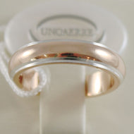 18K YELLOW WHITE GOLD WEDDING BAND UNOAERRE RING 7 GRAMS MARRIAGE MADE IN ITALY.