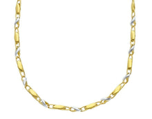 Load image into Gallery viewer, 18K YELLOW WHITE GOLD CHAIN NECKLACE ALTERNATE 2mm ROUNDED OVAL TUBE LINKS, 20&quot;
