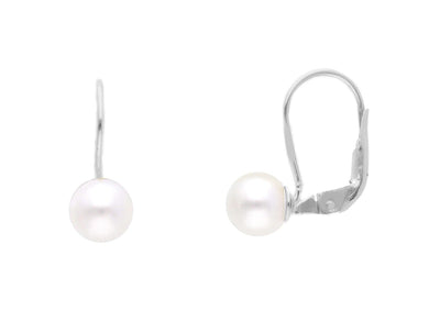 18k white gold pendant leverback earrings with 6.5/7mm freshwater white pearls.