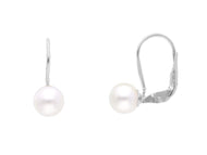 18k white gold pendant leverback earrings with 6.5/7mm freshwater white pearls.