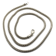 Load image into Gallery viewer, 18k white gold basket rounded 2.8mm tube basket popcorn chain necklace, 20&quot;.
