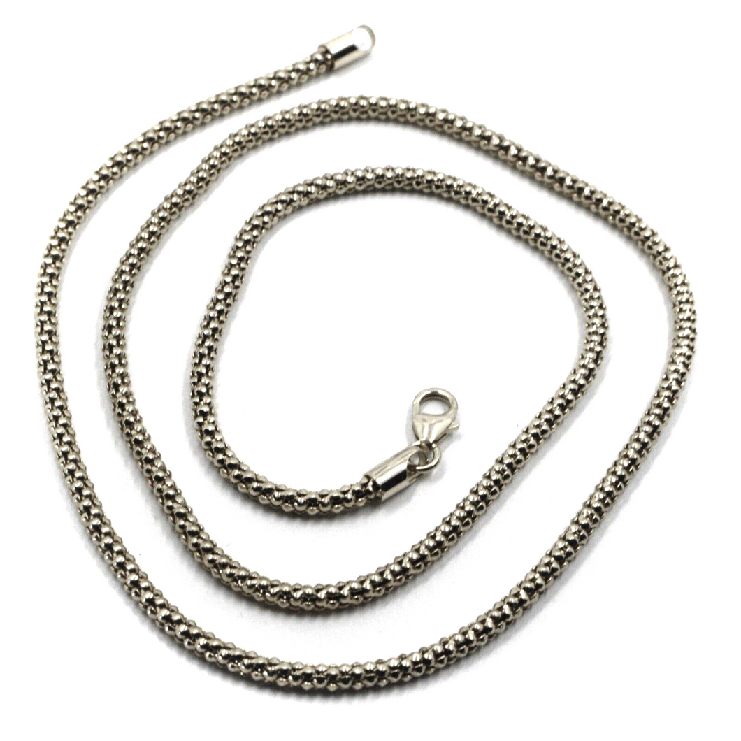 18k white gold basket rounded 2.8mm tube basket popcorn chain necklace, 20