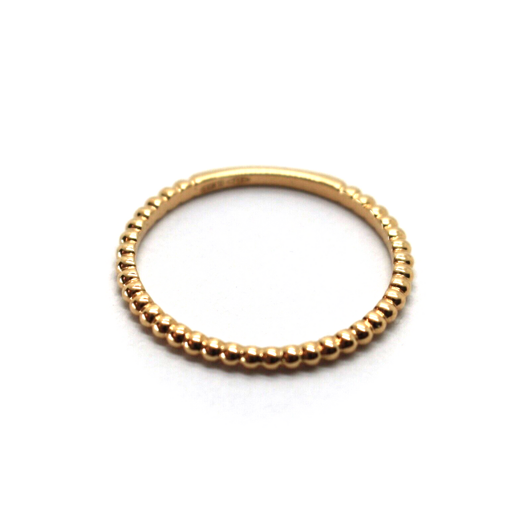 SOLID 18K ROSE GOLD RING, SMALL THIN 1mm SPHERES BALLS ROW, SMOOTH BRIGHT.