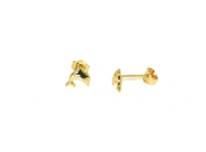18k yellow gold flat small baby girl 5mm dolphin earrings, butterfly closure.