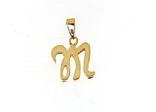 Load image into Gallery viewer, 18K YELLOW GOLD LUSTER PENDANT WITH INITIAL M LETTER M MADE IN ITALY 0.71 INCHES
