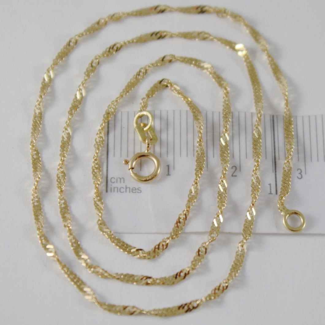 SOLID 18K YELLOW GOLD SINGAPORE BRAID ROPE CHAIN 16 INCHES, 2 MM MADE IN ITALY.