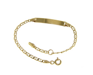 18k yellow gold boy girl baby bracelet engraving plate anchor chain 5.5-6.3