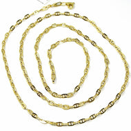 9K YELLOW GOLD CHAIN MARINER FLAT OVAL LINKS 2.7 MM THICKNESS, 24 INCHES, 60 CM.