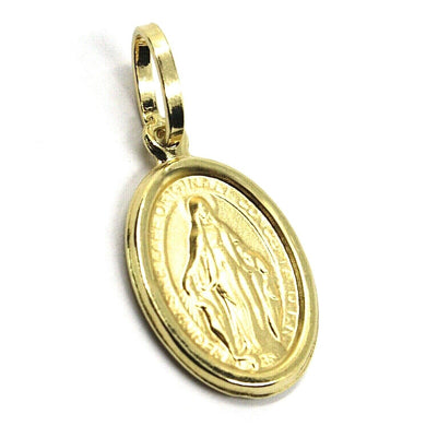 18k yellow gold Miraculous medal Virgin Mary Madonna, 1.5 cm, 0.6 inches.