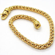 18k yellow gold bracelet, 18.5 cm, 7.3 inches, basket weave tube, popcorn 4 mm.
