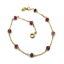 Load image into Gallery viewer, 18k yellow gold square rolo bracelet with faceted disc purple tourmaline, 7.5&quot;.
