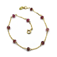 18k yellow gold square rolo bracelet with faceted disc purple tourmaline, 7.5