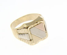 Load image into Gallery viewer, 18K YELLOW WHITE ROSE GOLD BAND MAN RING SQUARE SATIN LUMINOUS MADE IN ITALY
