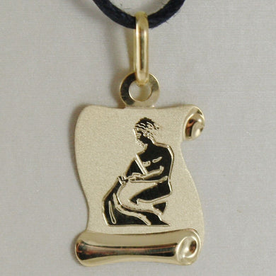 18k yellow gold zodiac sign medal aquarius parchment engravable made in Italy.