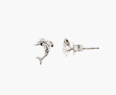 18k white gold earrings with very shiny dolphin worked made in Italy 0.28 inches.