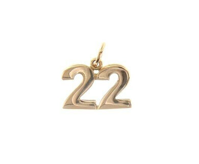 18k rose gold number 22 twenty two small pendant charm, 0.4