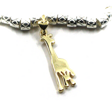 Load image into Gallery viewer, 925 STERLING SILVER TUBES CUBES BRACELET, 9K YELLOW GOLD 23mm GIRAFFE PENDANT
