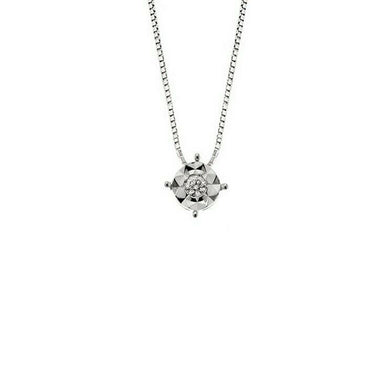 18K WHITE GOLD ORSINI NECKLACE WITH DIAMOND 0.06 & VENETIAN CHAIN MADE IN ITALY.