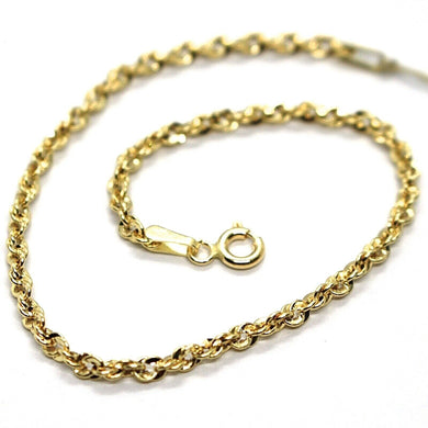 18K YELLOW GOLD ROPE MINI BRACELET, 7.1 INCHES, BRAIDED INFINITE FACETED LINK.
