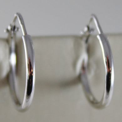 18k white gold earrings little circle hoop 17 mm 0.67 in. diameter made in Italy.