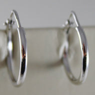18k white gold earrings little circle hoop 17 mm 0.67 in. diameter made in Italy.
