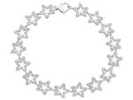 18K WHITE GOLD TENNIS BRACELET WITH CUBIC ZIRCONIA 9mm STARS LINE, LENGTH 7.1