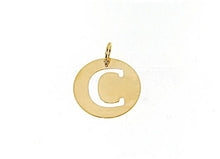 Load image into Gallery viewer, 18K YELLOW GOLD LUSTER ROUND MEDAL WITH A LETTER C MADE IN ITALY DIAMETER 0.5 IN
