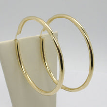 Load image into Gallery viewer, 18K YELLOW GOLD ROUND CIRCLE EARRINGS DIAMETER 50 MM, WIDTH 3 MM, MADE IN ITALY

