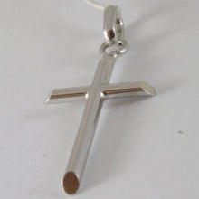 Load image into Gallery viewer, 18k white gold cross, pendant, stylized, tube, rounded, made in Italy.
