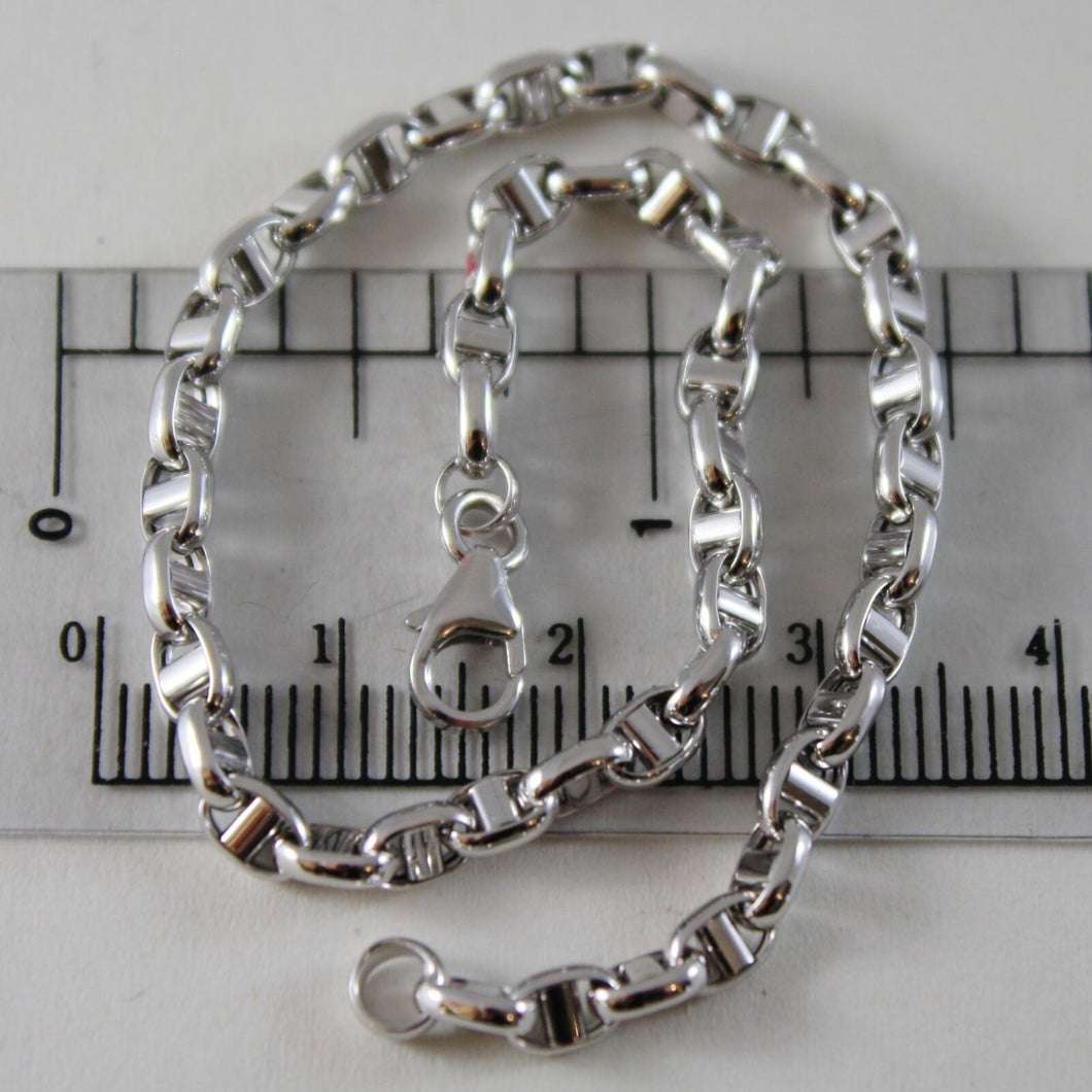 18k white gold 3 mm navy mariner sailor bracelet 8.30 inches 21 cm made in Italy
