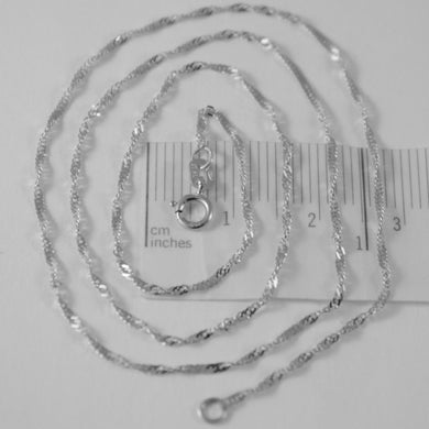 18k white gold mini singapore braid rope chain 16 inches 1.2 mm made in Italy.