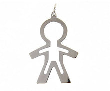 Load image into Gallery viewer, 18k white gold luster pendant with boy child perforated made in Italy 1.25 inch.
