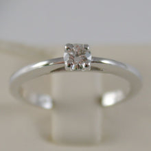 Load image into Gallery viewer, 18k white gold solitaire wedding band stylized ring diamond 0.20 made in Italy.
